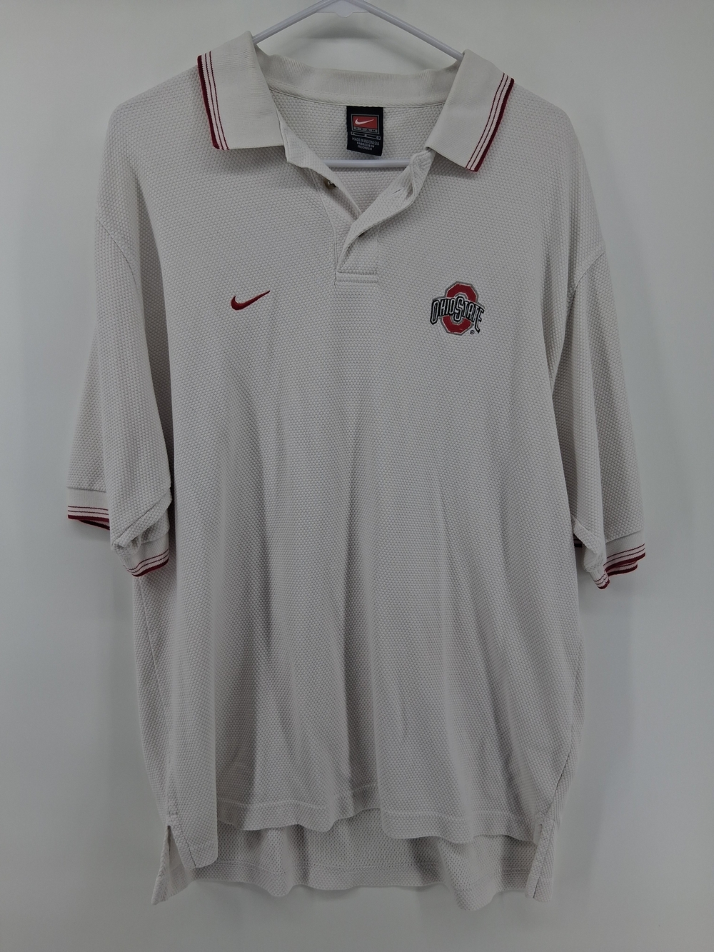 Nike White Polo with Maroon Ohio State Logos